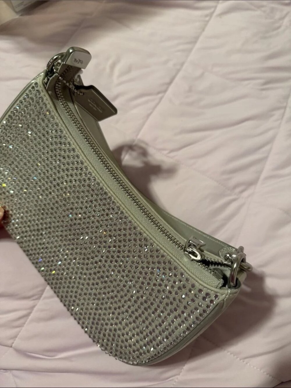 NWT Coach Teri Shoulder Bag with Crystal Rhinestones in Metallic Silver - Picture 3 of 6